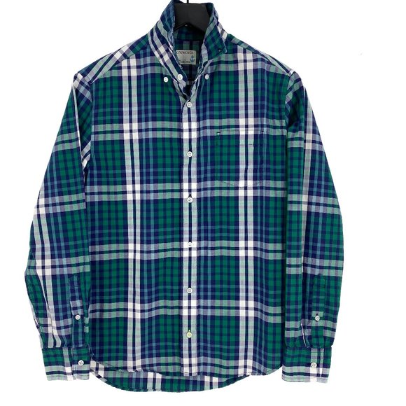 J.CREW RE-IMAGINED Indigo Plaid Tartan Long Sleeve Shirt - Picture 1 of 15